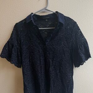 Banana Republic Navy Lace Top
